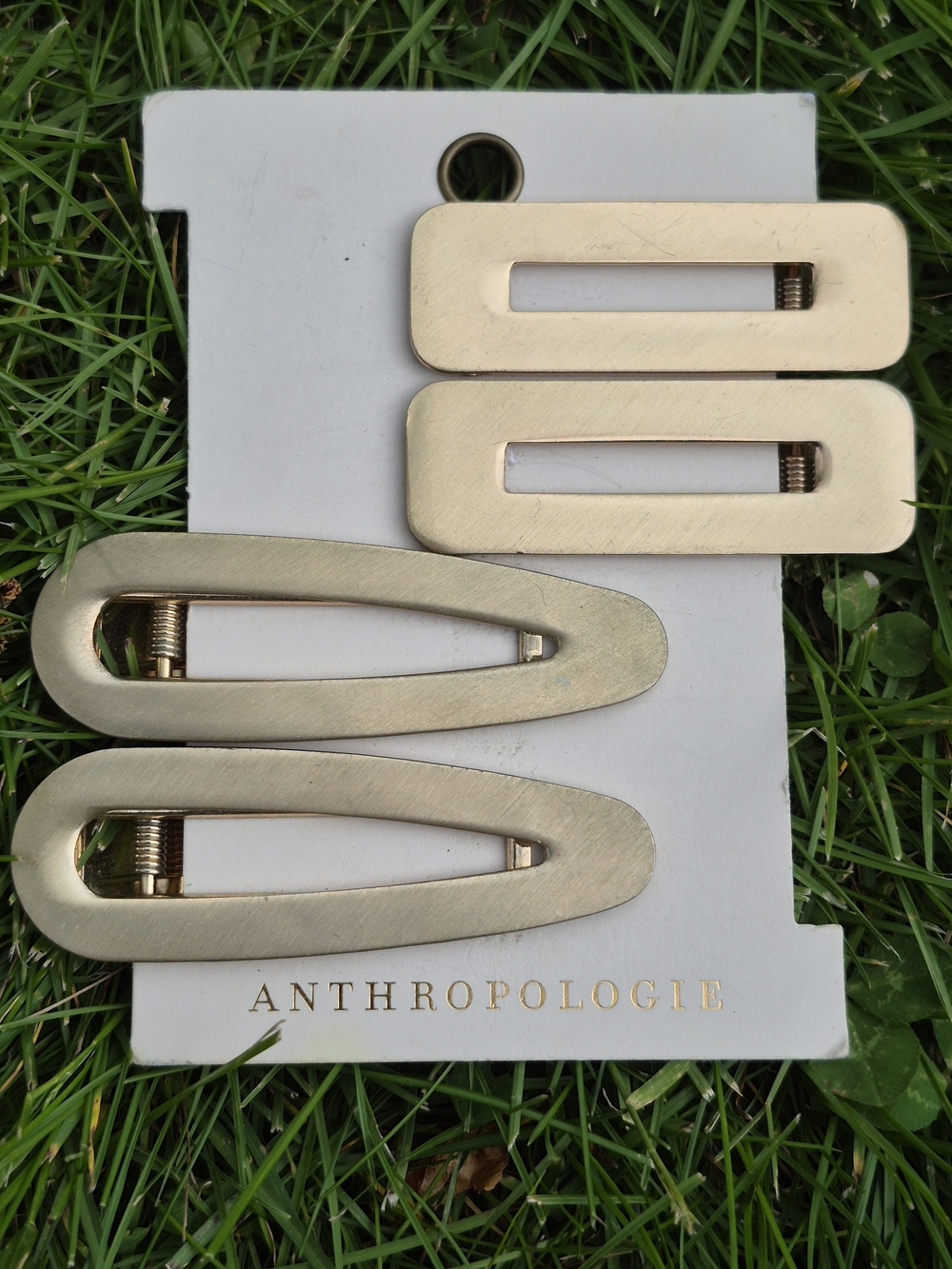Anthropologie Brushed Gold Hair Clip Set - 4 Pieces